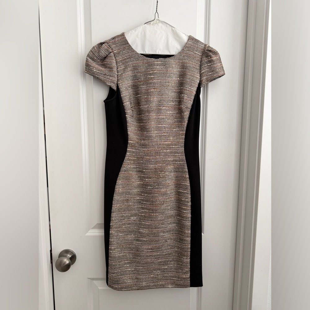 Anthro Black and Gold Tweed Dress